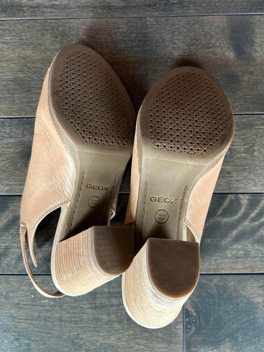 Geox Leather Nude Stack Heel Sandals - Picture 4 of 6
